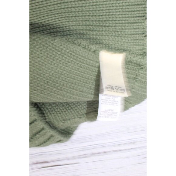 LL Bean Double L Cable Chunky Knit Sweater Crewneck Bay Leaf Size XL - Picture 8 of 9